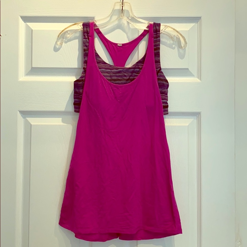 Pink lulu tank w built in bra